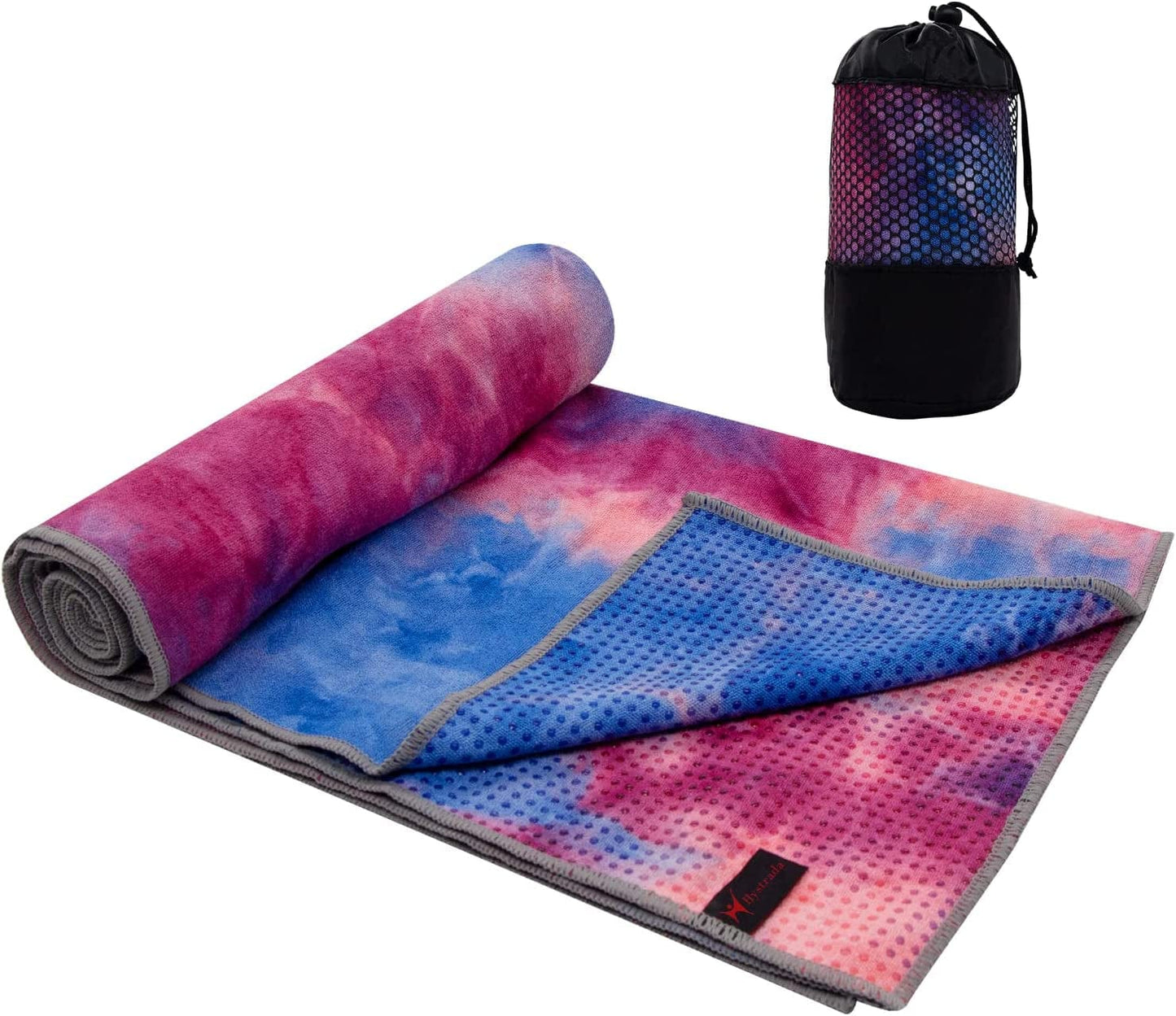Yoga Towel - Tie-Die Textures Non-Slip Yoga Towel with Bag- Odorless and 100% Absorbent Microfiber Sweat Towel - Yoga Towel Mat for Hot Yoga, Bikram and Pilates - 24''X72'' Hot Yoga Towel