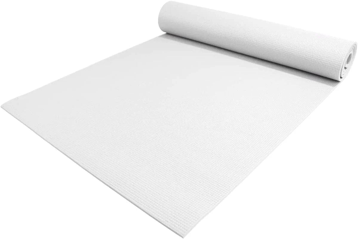 Yogaaccessories 1/4" Thick High-Density Deluxe Non-Slip Exercise Pilates & Yoga Mat, White
