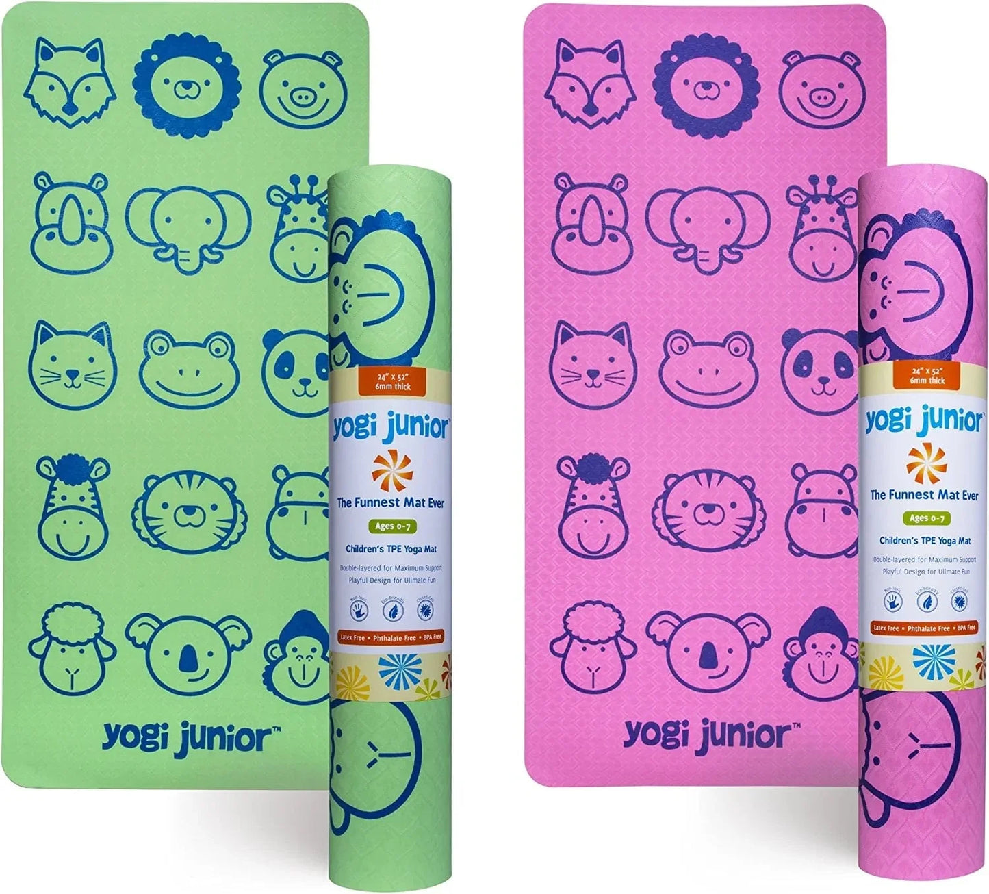 Yogi Junior Kids Yoga Mat - PVC Free - Double Layered TPE Foam