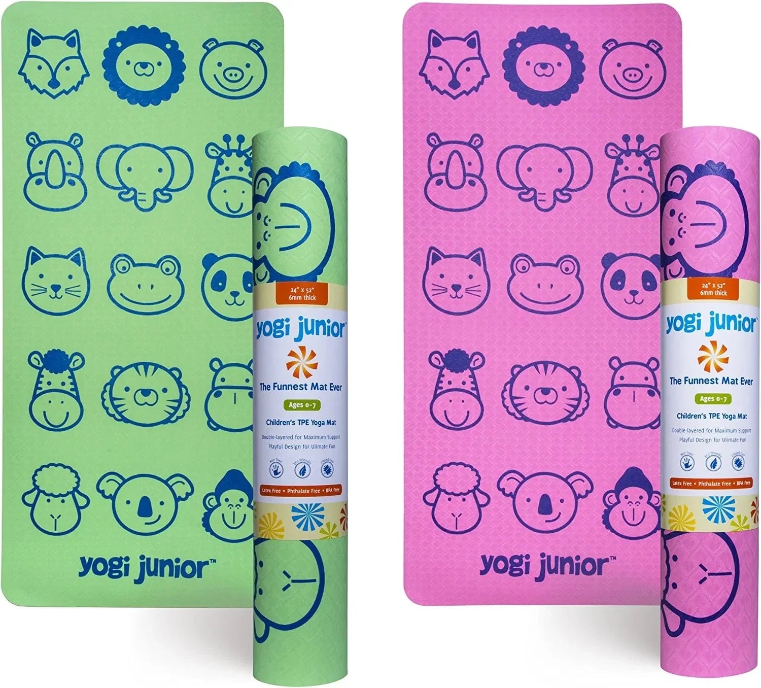 Yogi Junior Kids Yoga Mat - PVC Free - Double Layered TPE Foam