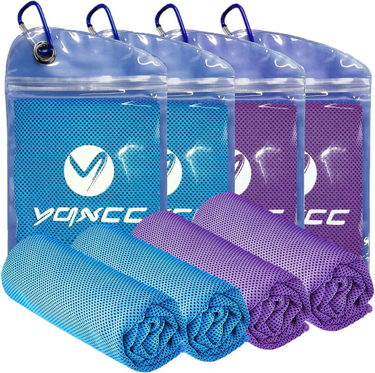 YQXCC 4 Pack Cooling Towel (40"X12") Cool Cold Towel for Neck, Microfiber Ice Towel, Soft Breathable Chilly Towel for Yoga, Golf, Gym, Camping, Running, Workout & More Activities