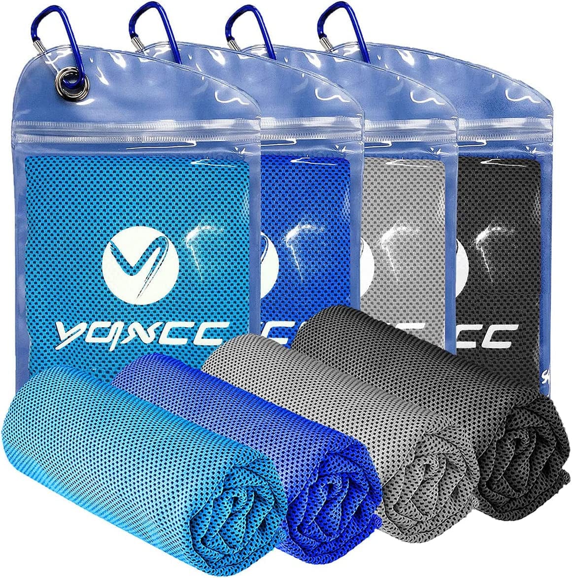 YQXCC 4 Pack Cooling Towel (40"X12") Cool Cold Towel for Neck, Microfiber Ice Towel, Soft Breathable Chilly Towel for Yoga, Golf, Gym, Camping, Running, Workout & More Activities