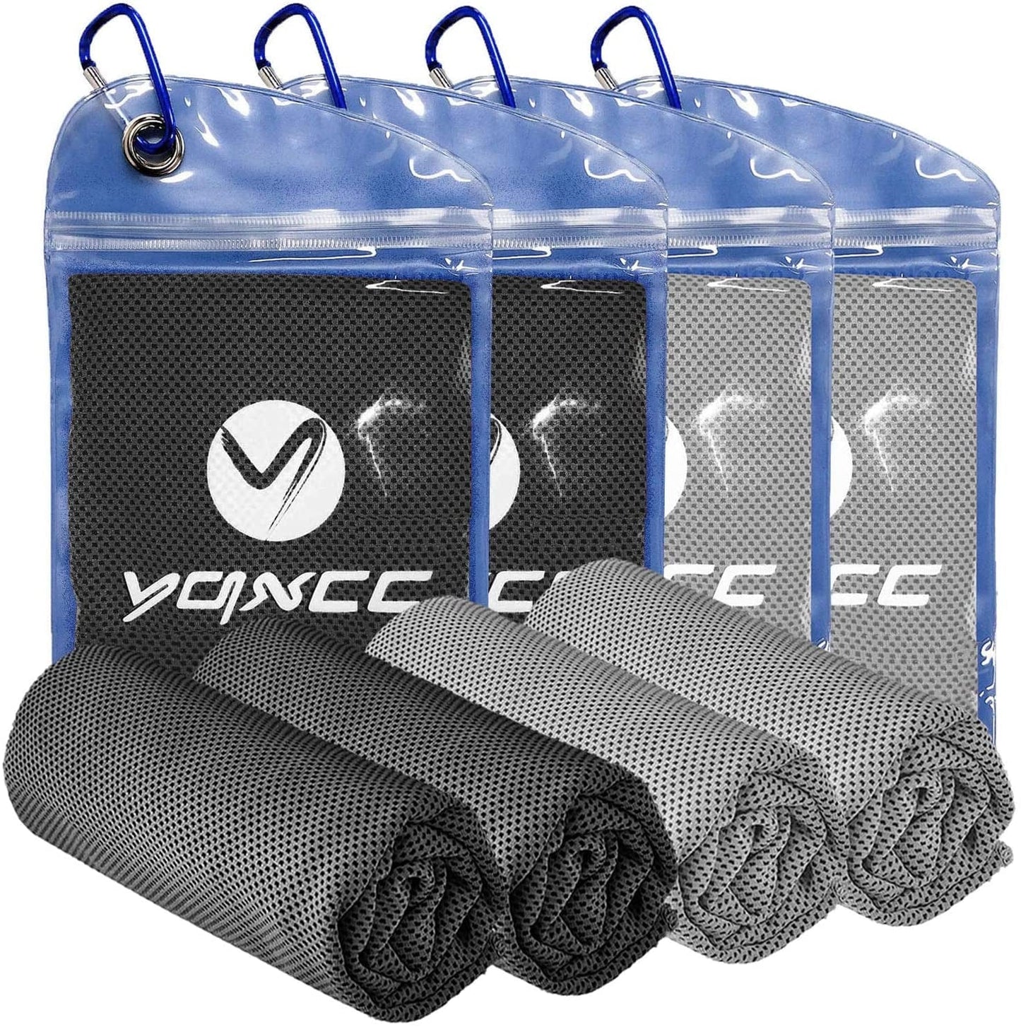 YQXCC 4 Pack Cooling Towel (40"X12") Cool Cold Towel for Neck, Microfiber Ice Towel, Soft Breathable Chilly Towel for Yoga, Golf, Gym, Camping, Running, Workout & More Activities