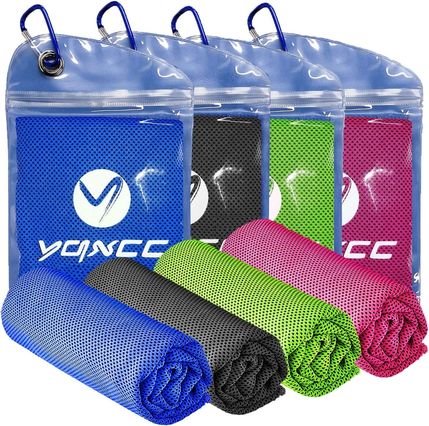 YQXCC 4 Pack Cooling Towel (40"X12") Cool Cold Towel for Neck, Microfiber Ice Towel, Soft Breathable Chilly Towel for Yoga, Golf, Gym, Camping, Running, Workout & More Activities