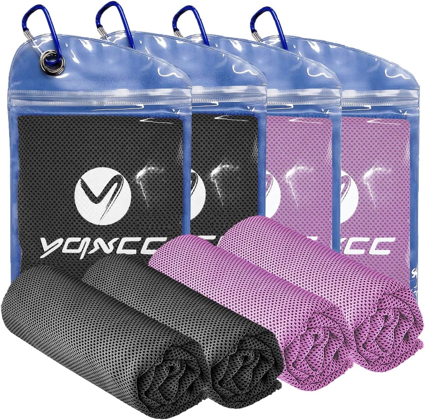 YQXCC 4 Pack Cooling Towel (40"X12") Cool Cold Towel for Neck, Microfiber Ice Towel, Soft Breathable Chilly Towel for Yoga, Golf, Gym, Camping, Running, Workout & More Activities
