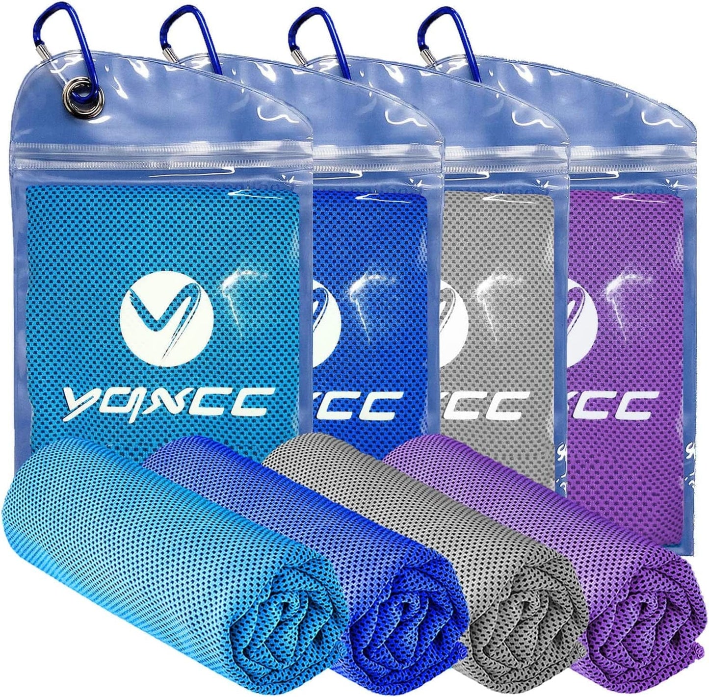 YQXCC 4 Pack Cooling Towel (47"X12") Ice Towel for Neck, Microfiber Cool Towel, Soft Breathable Chilly Towel for Yoga, Sports, Golf, Gym, Camping, Running, Fitness, Workout & More Activities