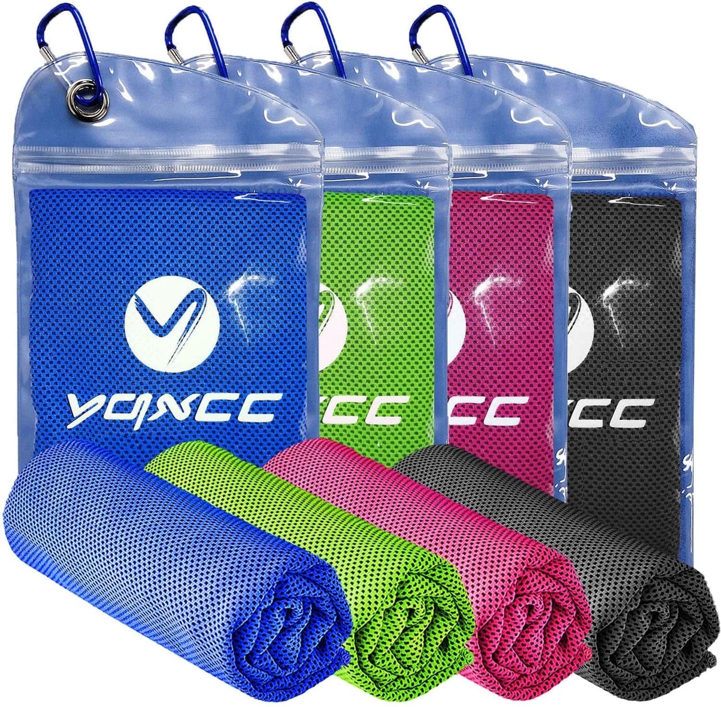 YQXCC 4 Pack Cooling Towel (47"X12") Ice Towel for Neck, Microfiber Cool Towel, Soft Breathable Chilly Towel for Yoga, Sports, Golf, Gym, Camping, Running, Fitness, Workout & More Activities