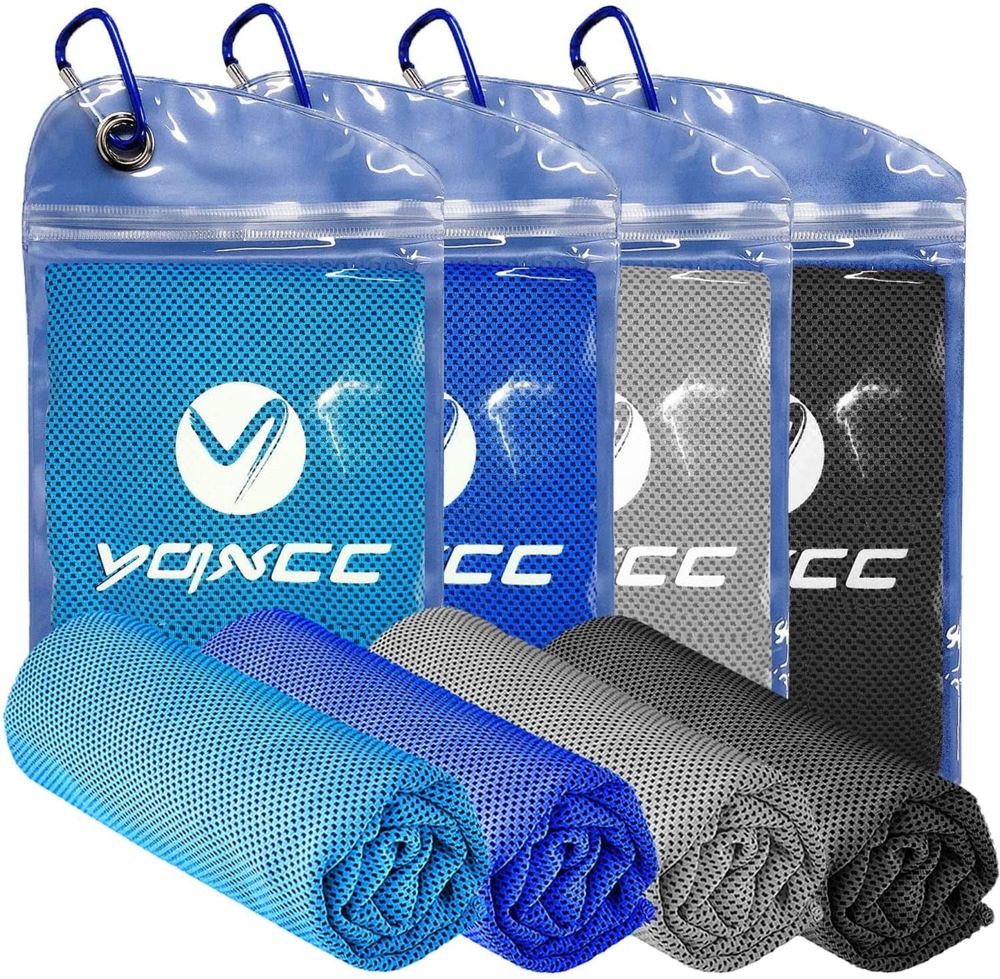 YQXCC 4 Pack Cooling Towel (47"X12") Ice Towel for Neck, Microfiber Cool Towel, Soft Breathable Chilly Towel for Yoga, Sports, Golf, Gym, Camping, Running, Fitness, Workout & More Activities
