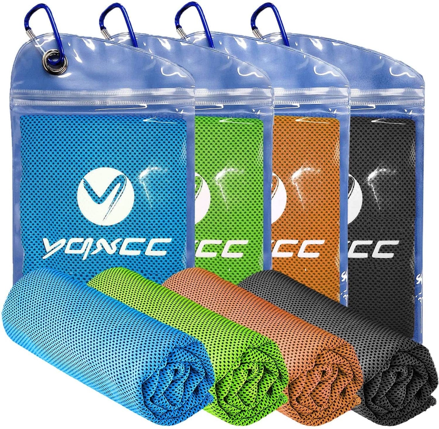 YQXCC 4 Pack Cooling Towel (47"X12") Ice Towel for Neck, Microfiber Cool Towel, Soft Breathable Chilly Towel for Yoga, Sports, Golf, Gym, Camping, Running, Fitness, Workout & More Activities