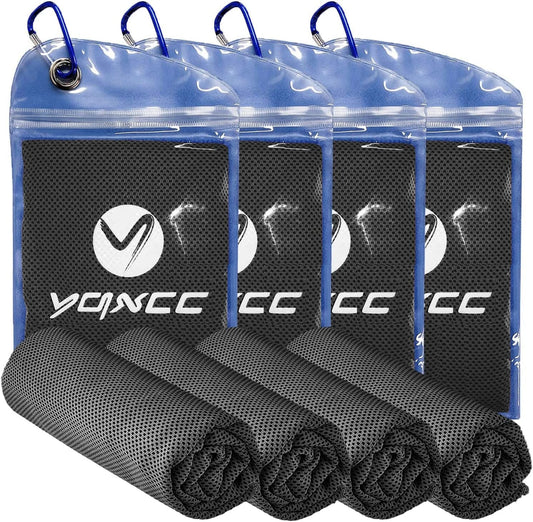 YQXCC 4 Pack Cooling Towel (47"X12") Ice Towel for Neck, Microfiber Cool Towel, Soft Breathable Chilly Towel for Yoga, Sports, Golf, Gym, Camping, Running, Fitness, Workout & More Activities