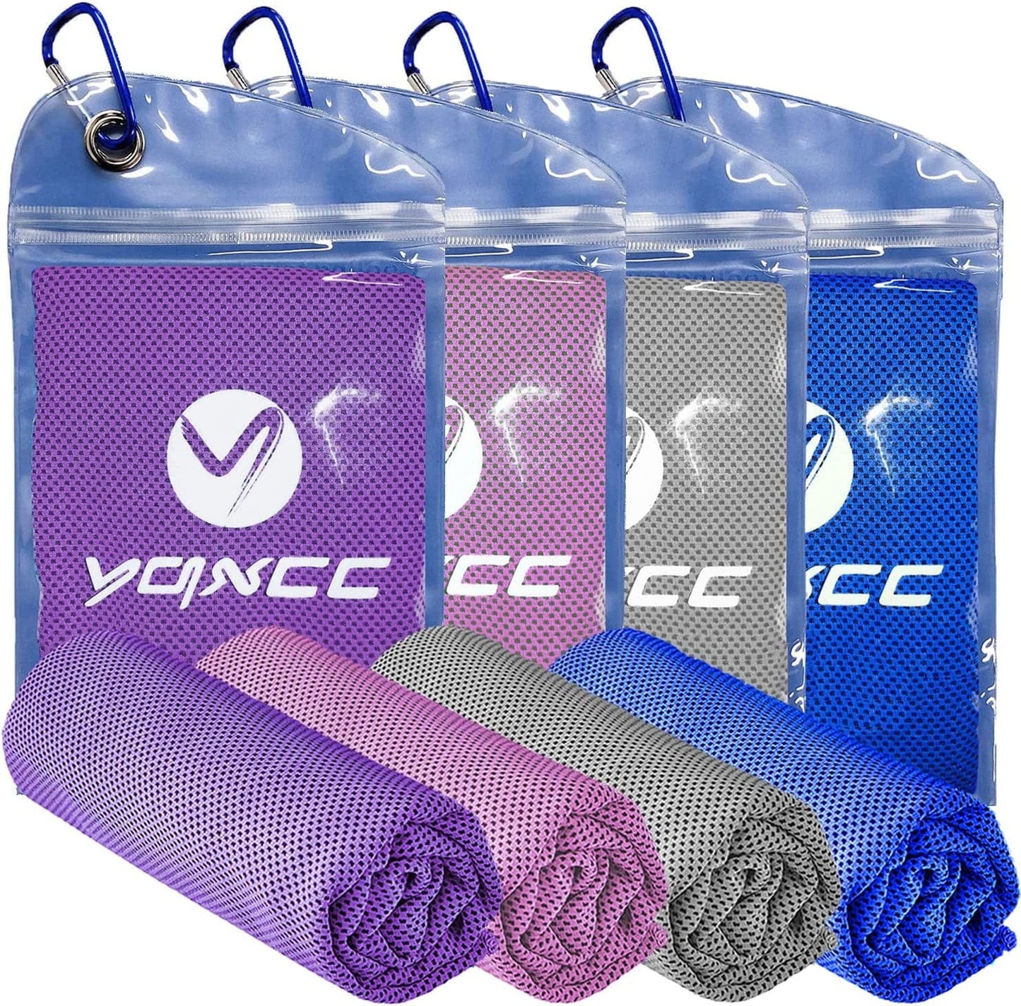 YQXCC 4 Pack Cooling Towel (47"X12") Ice Towel for Neck, Microfiber Cool Towel, Soft Breathable Chilly Towel for Yoga, Sports, Golf, Gym, Camping, Running, Fitness, Workout & More Activities