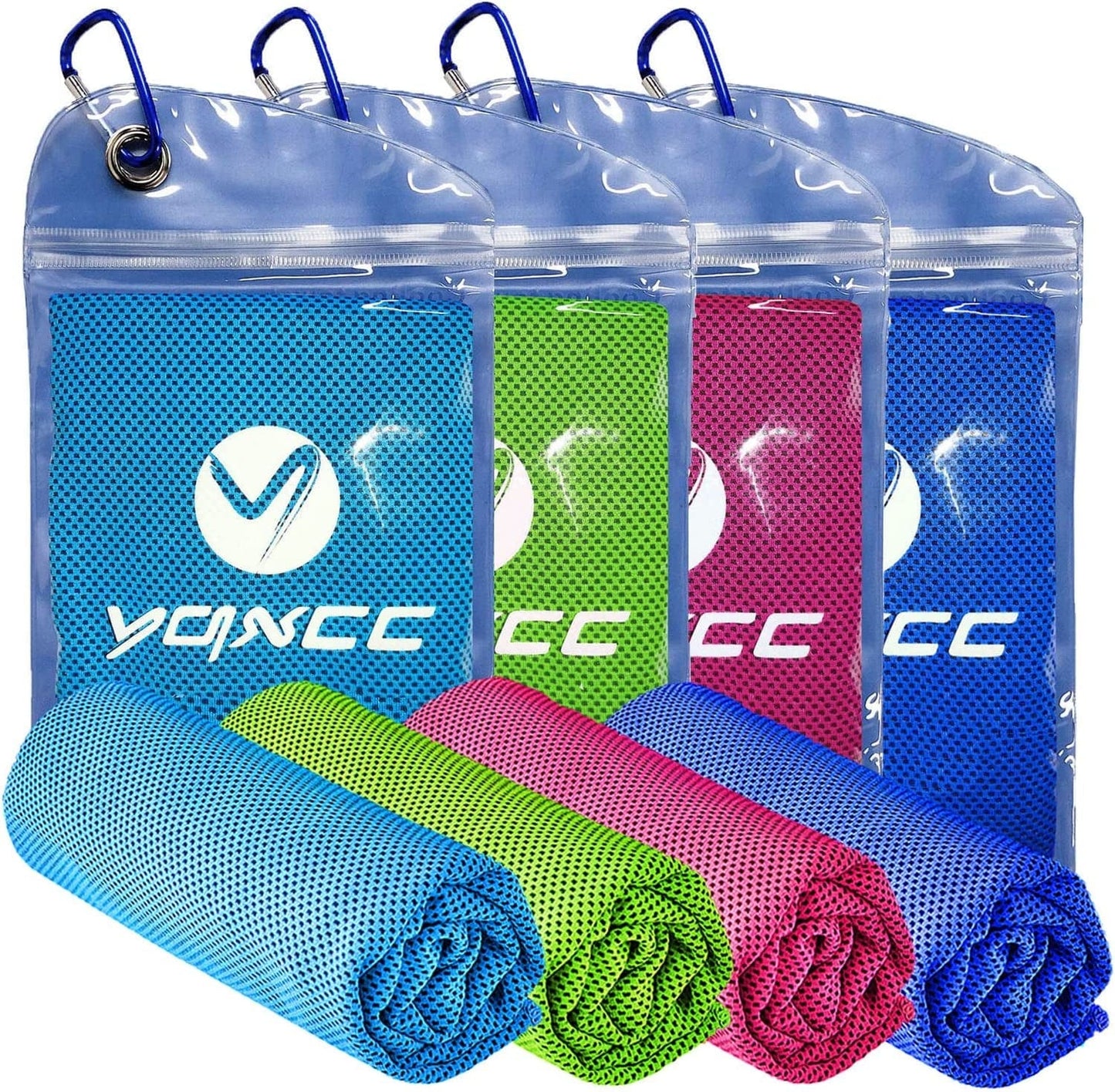 YQXCC 4 Pack Cooling Towel (47"X12") Ice Towel for Neck, Microfiber Cool Towel, Soft Breathable Chilly Towel for Yoga, Sports, Golf, Gym, Camping, Running, Fitness, Workout & More Activities