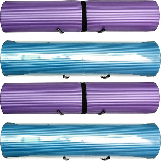 YYST Yoga Mat Foam Rollers Wall Rack Wall Storage Mount Wall Holder Storage Shelf for Foam Rollers and Yoga Mat, up to 8 Inch Diameter - No Mat -4/PK