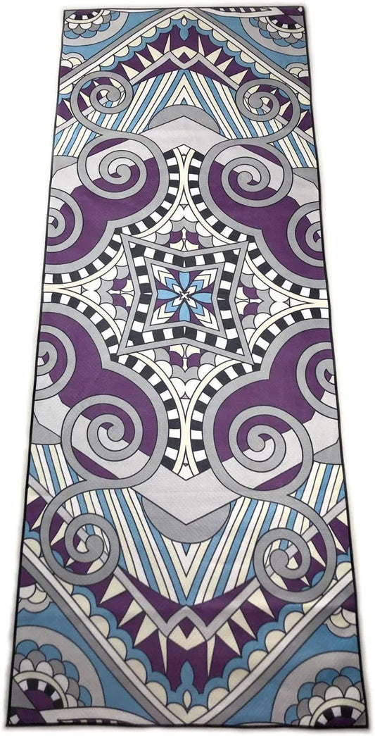 Zapita Yoga Mat Towel ( Double-Layer Composite Material & Grip Dots) / Keep Smooth / Foldable Travel Mat for Hot Yoga, Bikram, Vinyasa, Floor Exercises, Mandara Purple