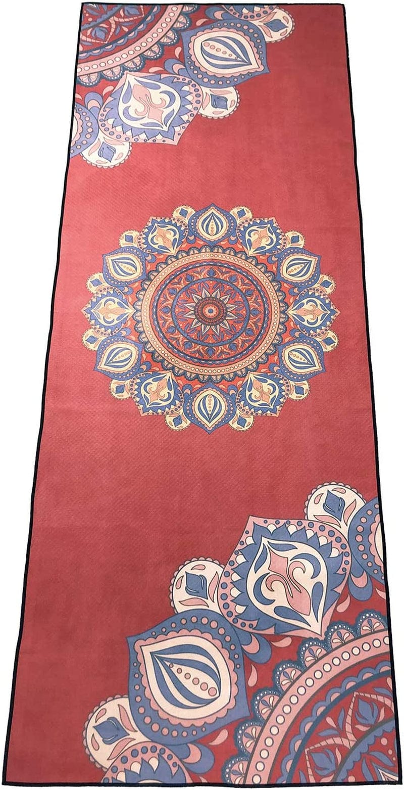 Zapita Yoga Mat Towel ( Double-Layer Composite Material & Grip Dots) / Keep Smooth / Foldable Travel Mat for Hot Yoga, Bikram, Vinyasa, Floor Exercises, Mandara Purple