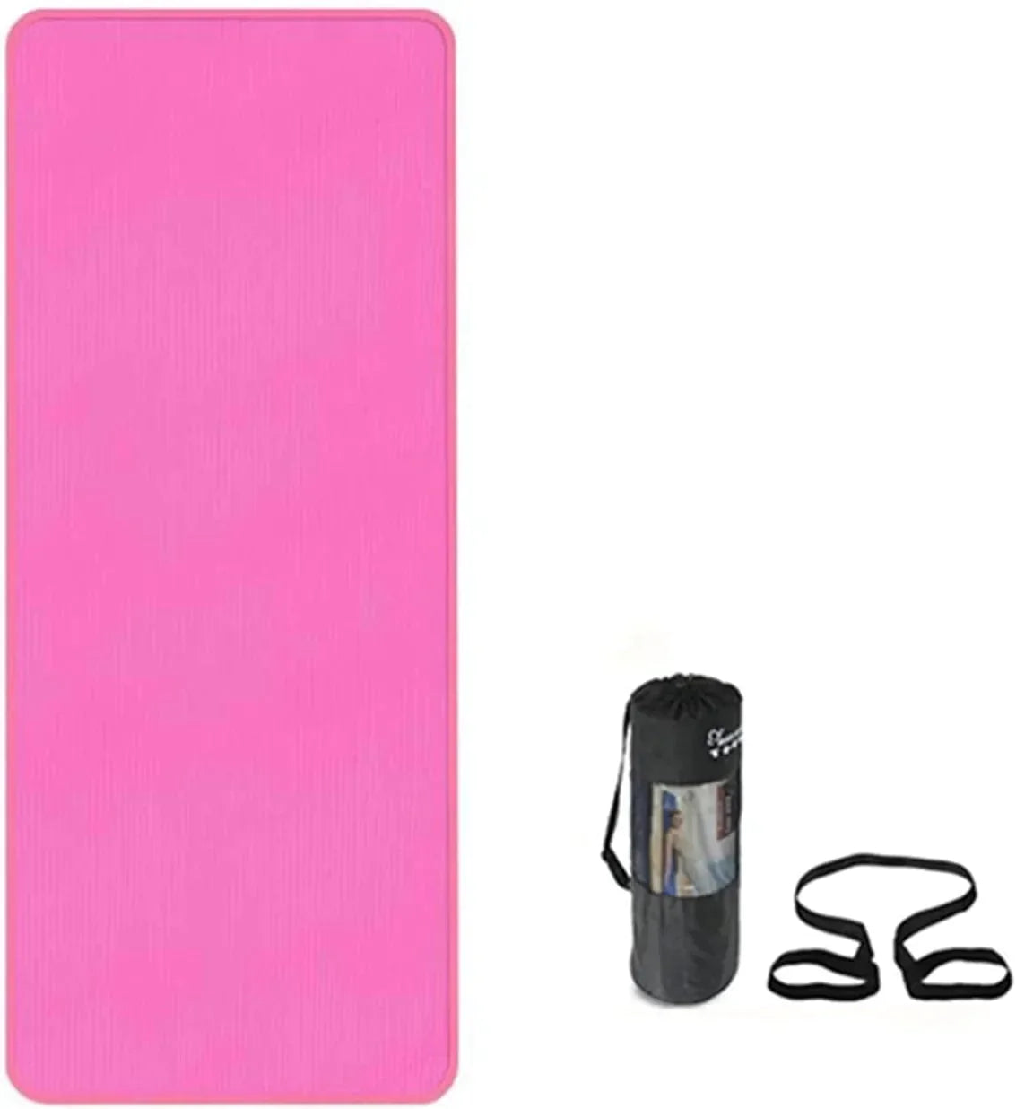 ZAUNCO Yoga Mat 72 * 24 Inch Extra Thick Yoga Mat Non-Slip Yoga Mat Fitness Odorless Pilates Gym Exercise Mat with Bandages Roller (Color : Pink 1, Size : X)