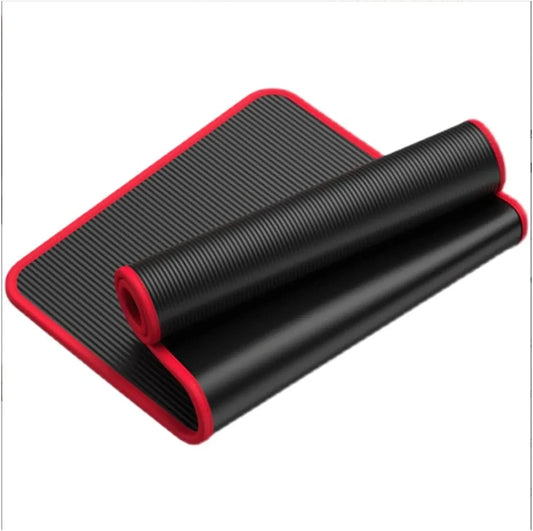 ZAUNCO Yoga Mat Edge Non-Slip Yoga Mat Sports Fitness Mat 0.4IN Thick Indoor Fitness Pilates Yoga Mat Gym Mat Convenient Carry Roller (Color : Black 1Pcs, Size : X)