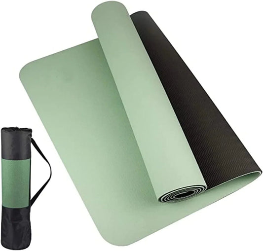 ZAUNCO Yoga Mat Super Thick Yoga Mat Suitable for Beginners Non Slip Mat Yoga Exercise Mat Belt Position Line Suitable for Family Fitness Gymnastics Pilates Mat Roller (Color : Green Black, Size : X)